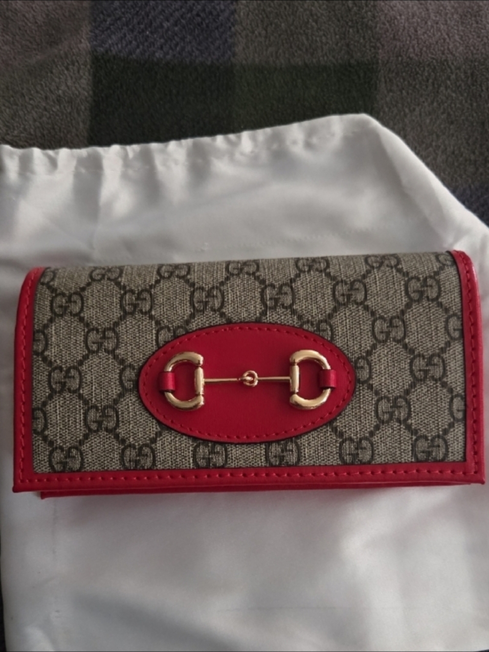 Gucci Red Trim GG Canvas Chain Wallet - Picture 3 of 7
